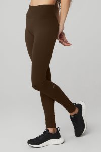 Legíny Alo Yoga Seamless High-Pasem Žebrovaný Káva | REFOYVC-18