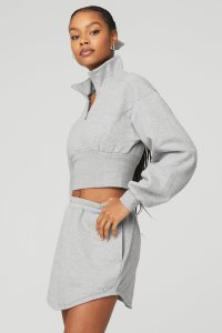 Mikiny Alo Yoga Vixen 1/4 Zip Šedé | KDHFTJM-31