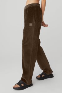 Sportovní Kalhoty Alo Yoga Velour Baller Pant Káva | CSELUXR-08