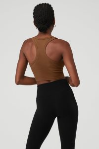 Tílko Alo Yoga Aspire Hnědé Bílé | WHDJEMP-92
