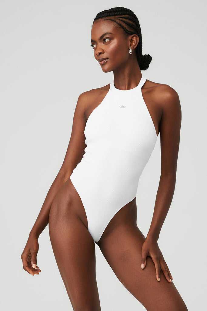 Body Alo Yoga Goddess Rib Prime Time Halter Bílé | QKOGAIJ-12