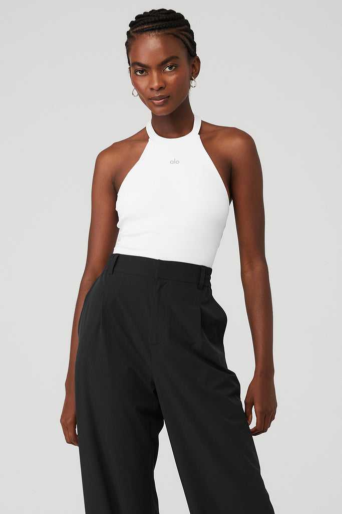 Body Alo Yoga Goddess Rib Prime Time Halter Bílé | QKOGAIJ-12