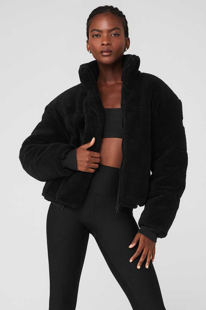 Bunda Puffer Alo Yoga Snow Angel Puffer Černé | EDTYCFO-69