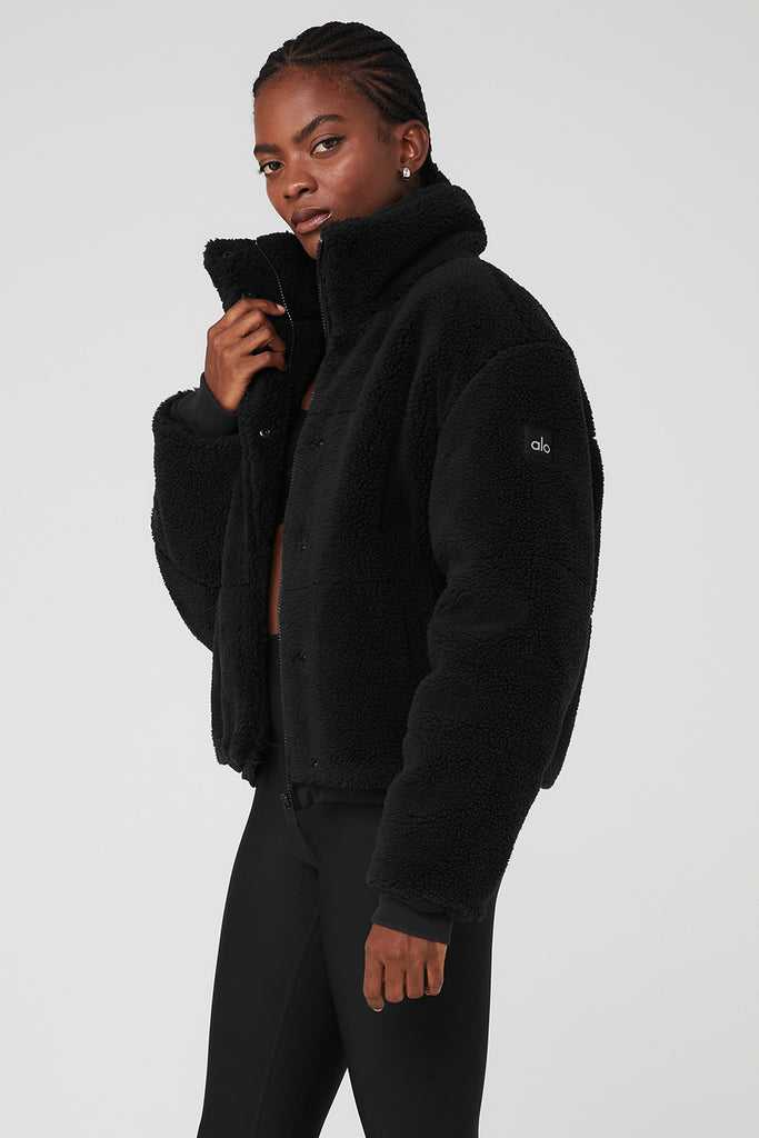 Bunda Puffer Alo Yoga Snow Angel Puffer Černé | EDTYCFO-69
