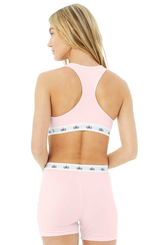 Běžecké Podprsenky Alo Yoga Icon Žebrovaný Henley Růžové | KGJHMTO-21