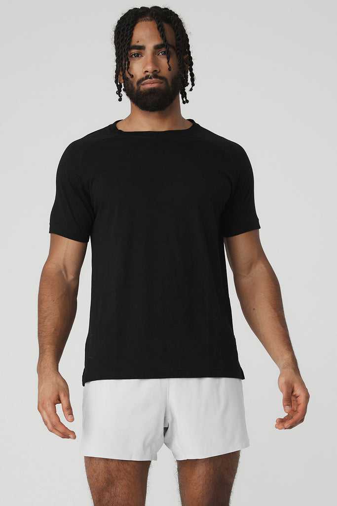 Běžecké Tričko Alo Yoga Triumph Crew Neck Tee (2 Pack) Černé | CQJNEDS-25