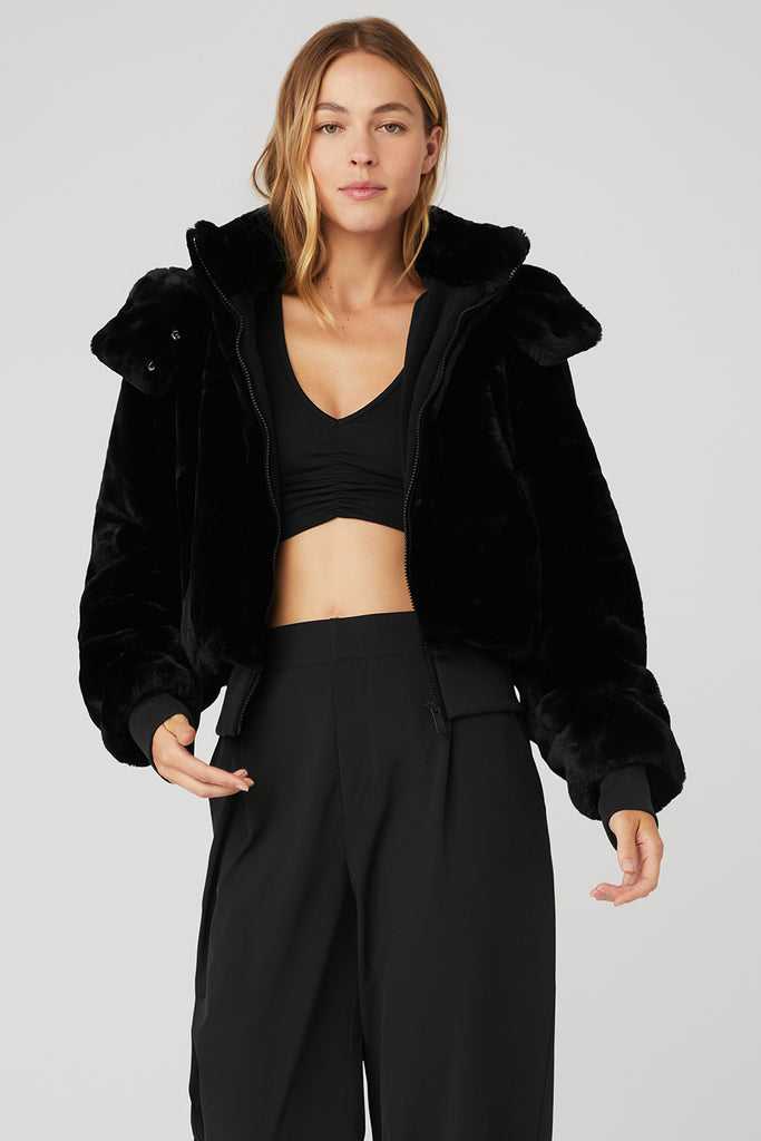 Fleece Bundy Alo Yoga Faux Fur Foxy Černé | FOQVXIT-17