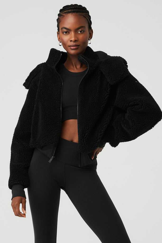 Fleece Bundy Alo Yoga Foxy Černé | QZEXSPR-18