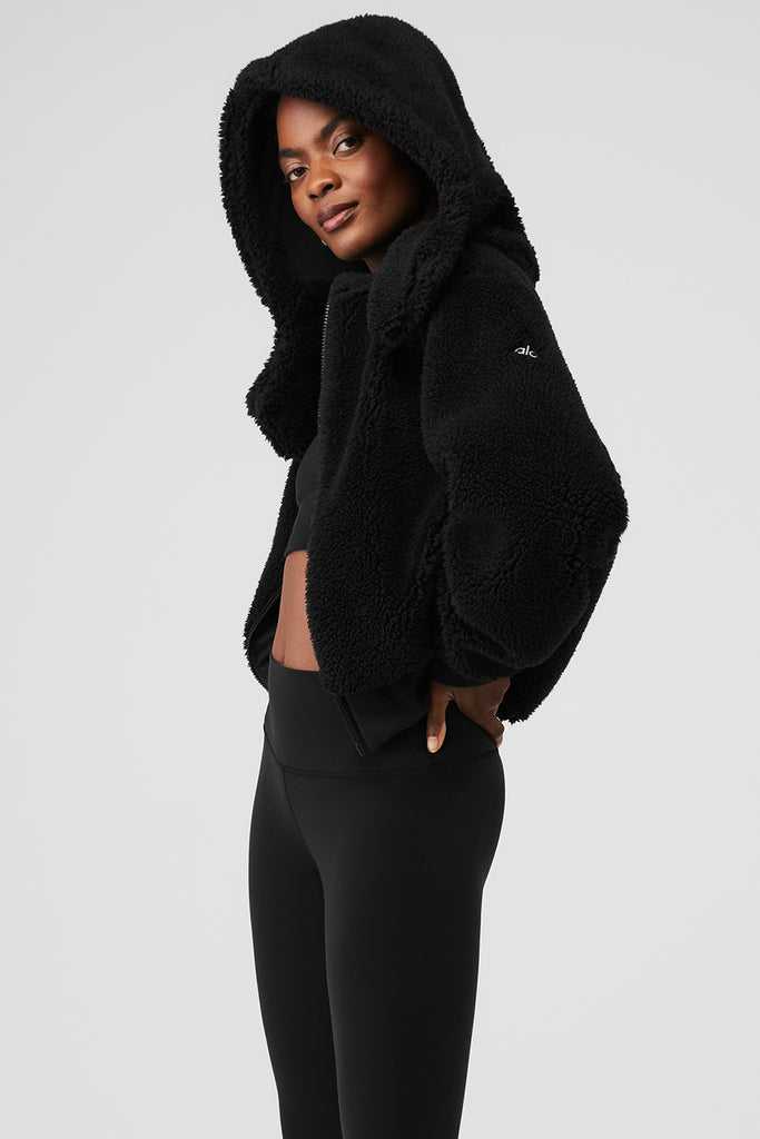 Fleece Bundy Alo Yoga Foxy Černé | QZEXSPR-18