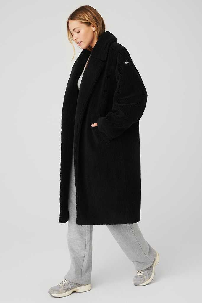 Fleece Bundy Alo Yoga Oversized Trench Černé | SQNAOGF-04