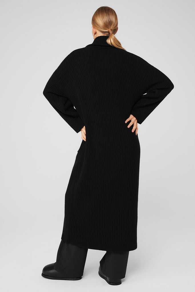 Kardigan Alo Yoga Cashmere Žebrovaný Zimní Dream Černé | QLJTUBC-63