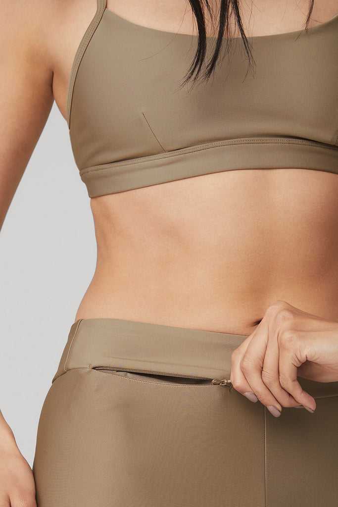 Legíny Alo Yoga Airlift High-Pasem Conceal-Zip Capri Hnědožlutý | ZPXSUKM-31