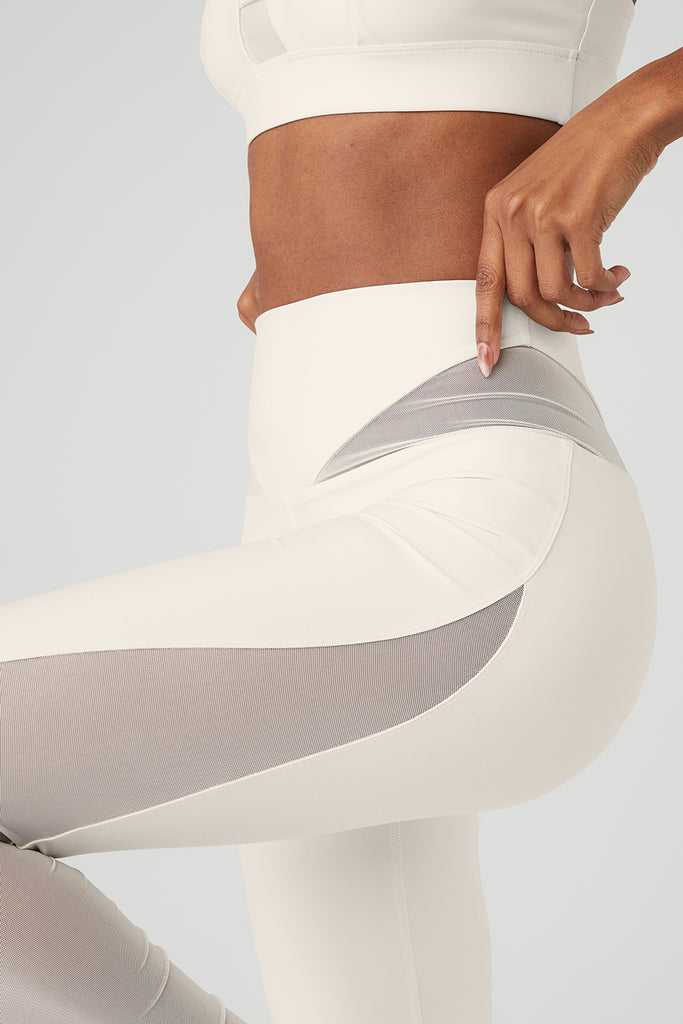 Legíny Alo Yoga Airlift Mesh High-Pasem Allure Bílé | JNEPUOB-06