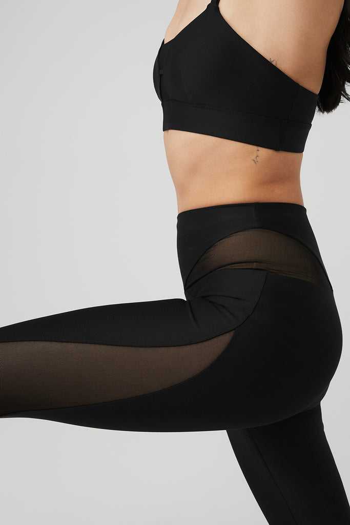 Legíny Alo Yoga Airlift Mesh High-Pasem Allure Černé | SGUYOFQ-19