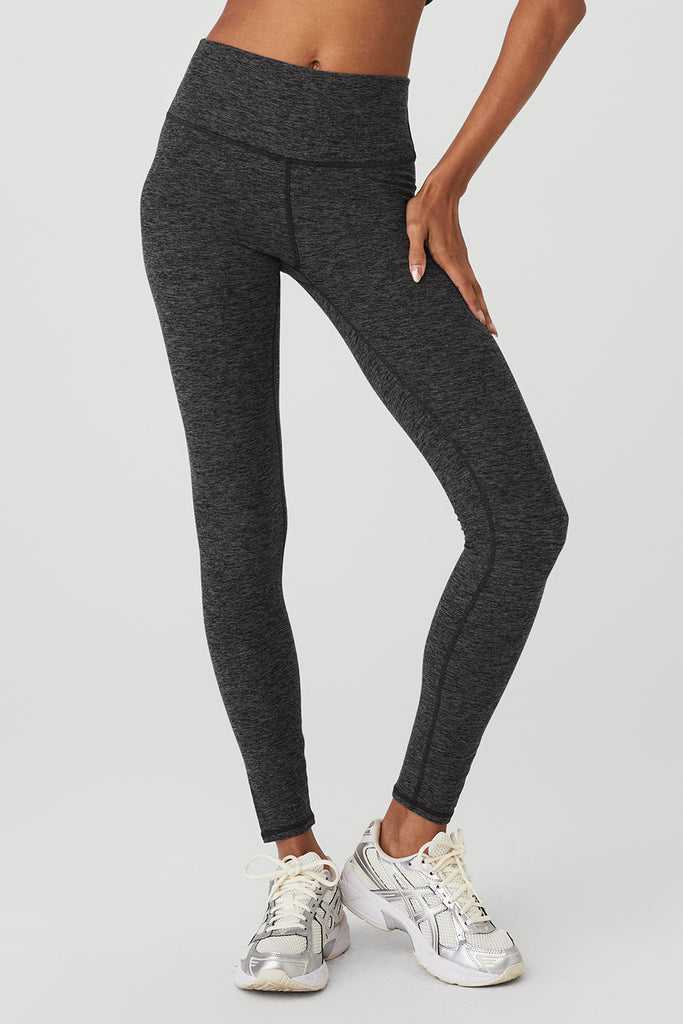 Legíny Alo Yoga Alosoft High-Pasem 7/8 Highlight Tmavě Šedé | NRZDITO-81