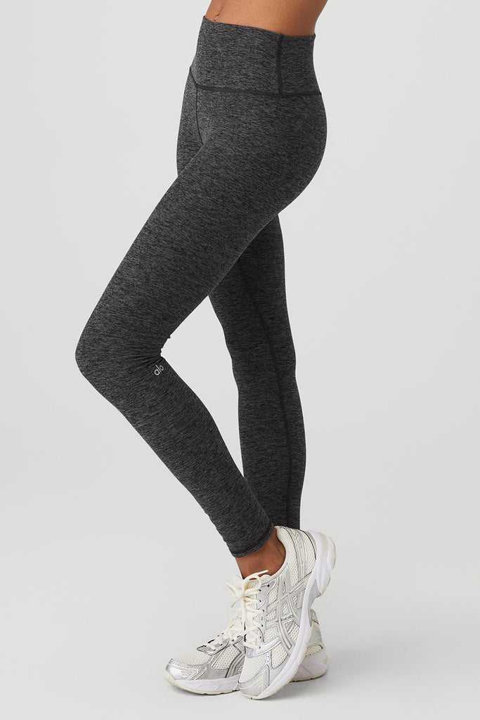 Legíny Alo Yoga Alosoft High-Pasem 7/8 Highlight Tmavě Šedé | NRZDITO-81