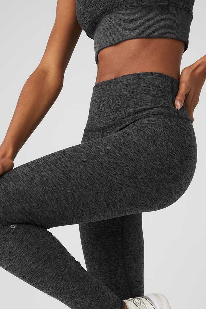 Legíny Alo Yoga Alosoft High-Pasem 7/8 Highlight Tmavě Šedé | NRZDITO-81
