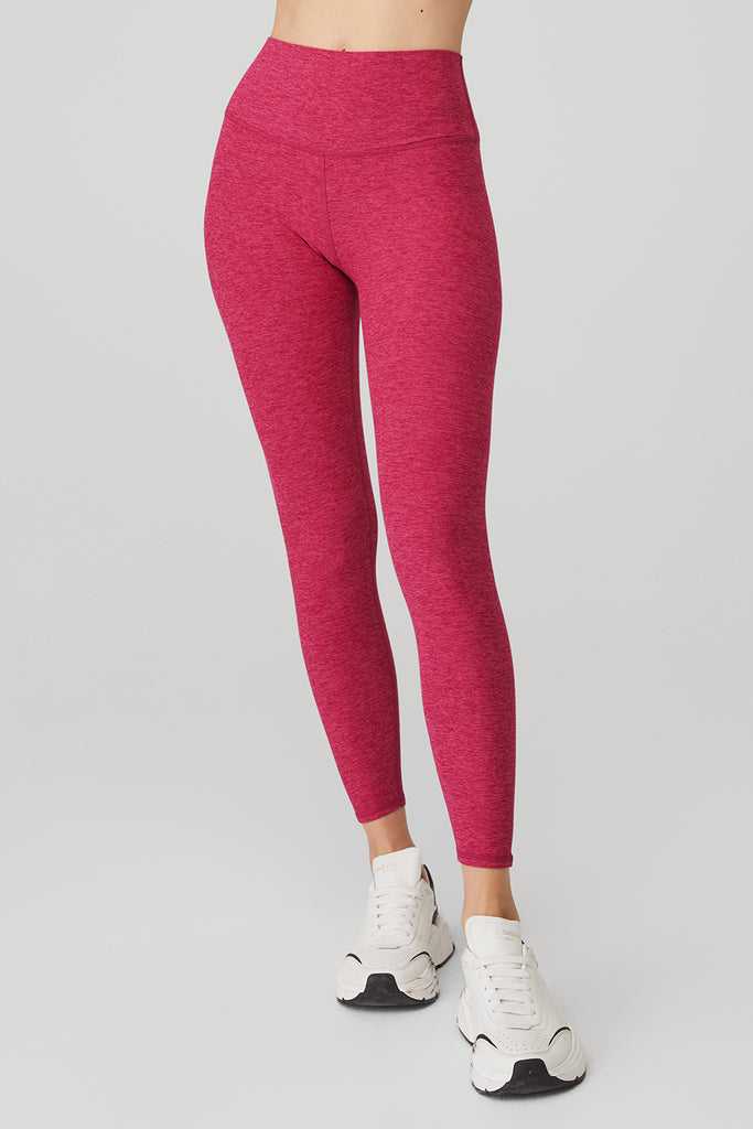 Legíny Alo Yoga Alosoft High-Pasem 7/8 Highlight Červené | OWRKXUP-31
