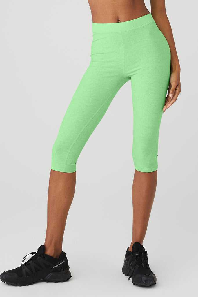 Legíny Alo Yoga Alosoft High-Pasem Iconic 90'S Capri Mátově Zelená Zelene | JHLKEOQ-45