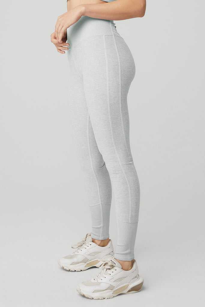 Legíny Alo Yoga High-Pasem Alosoft Lounge Šedé | HFECTYQ-41