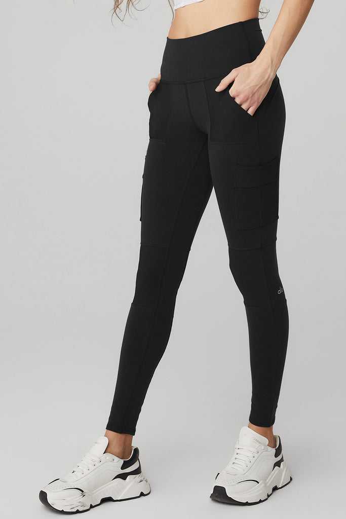 Legíny Alo Yoga High-Pasem Cargo Černé | AGUPQLH-02