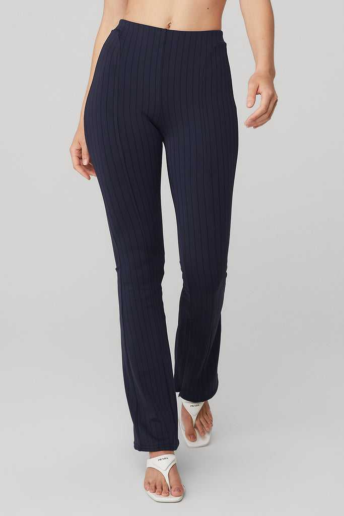 Legíny Alo Yoga High-Pasem Pinstripe Zip It Flare Tmavě Blankyt Černé | CEQFZDU-39
