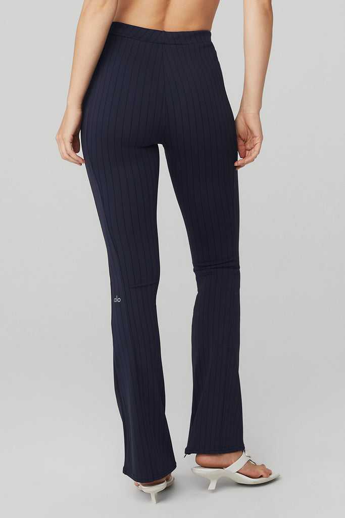 Legíny Alo Yoga High-Pasem Pinstripe Zip It Flare Tmavě Blankyt Černé | CEQFZDU-39