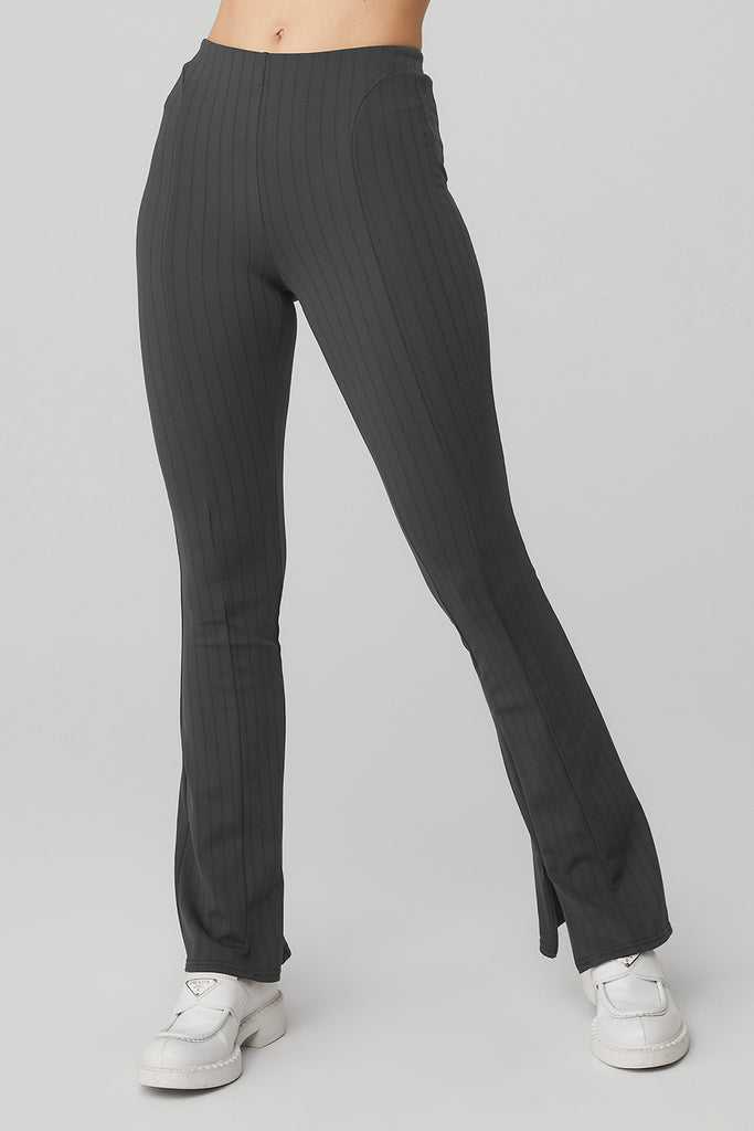 Legíny Alo Yoga High-Pasem Pinstripe Zip It Flare Tmavě Šedé Černé | LMJNCWA-61