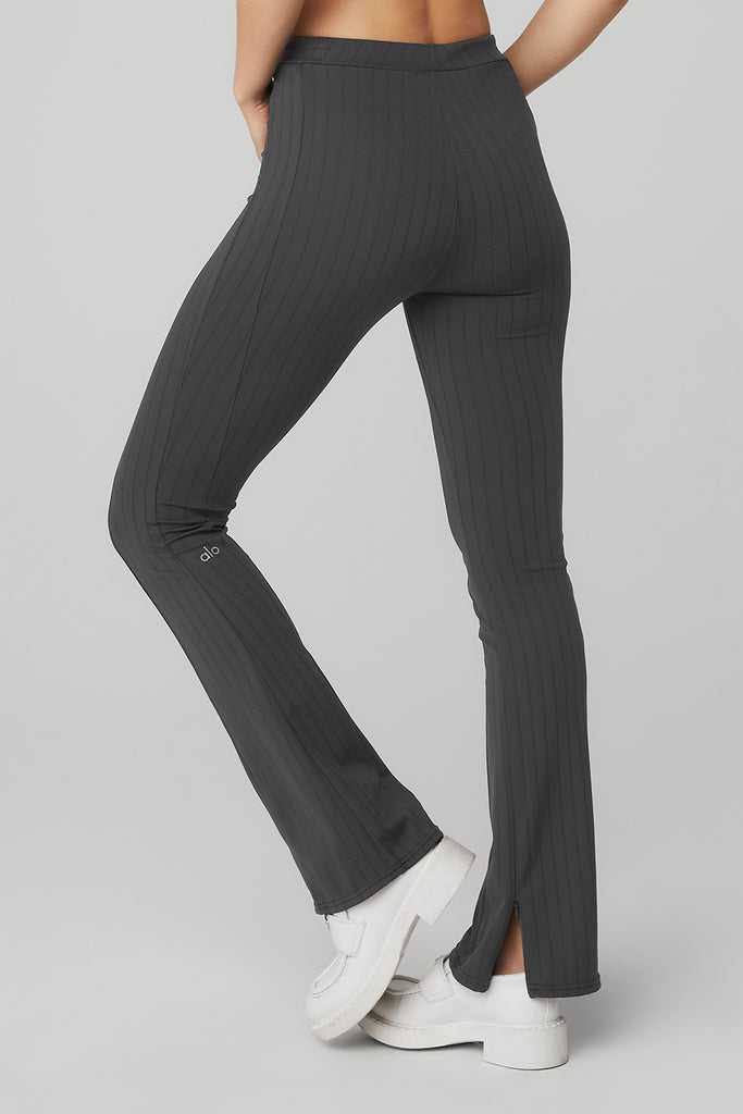 Legíny Alo Yoga High-Pasem Pinstripe Zip It Flare Tmavě Šedé Černé | LMJNCWA-61