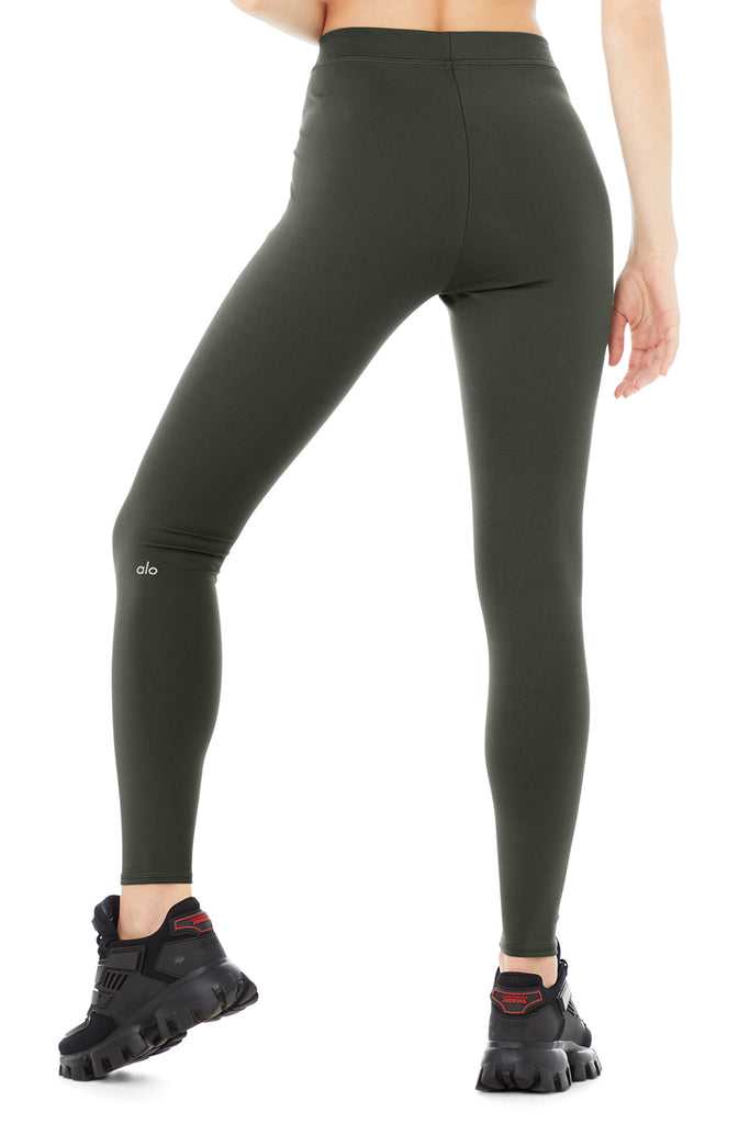 Legíny Alo Yoga High-Pasem Thrill Seeker Tmavě Zelene | QIHKNPE-73