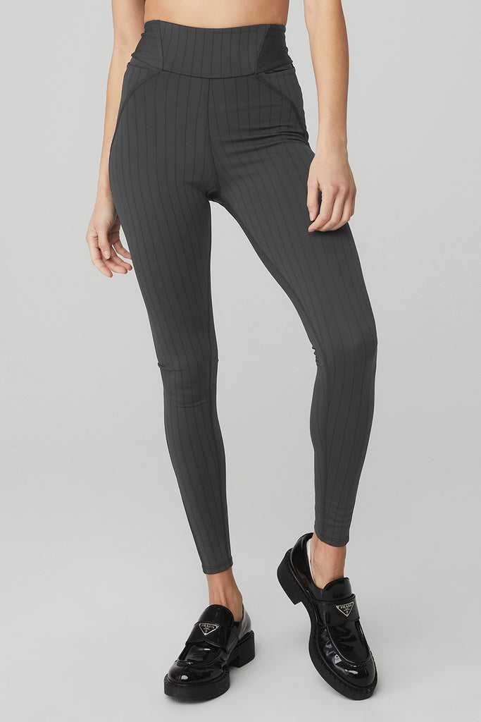 Legíny Alo Yoga Pinstripe Jacquard Extreme High-Pasem Tmavě Šedé Černé | YOUGSLP-07