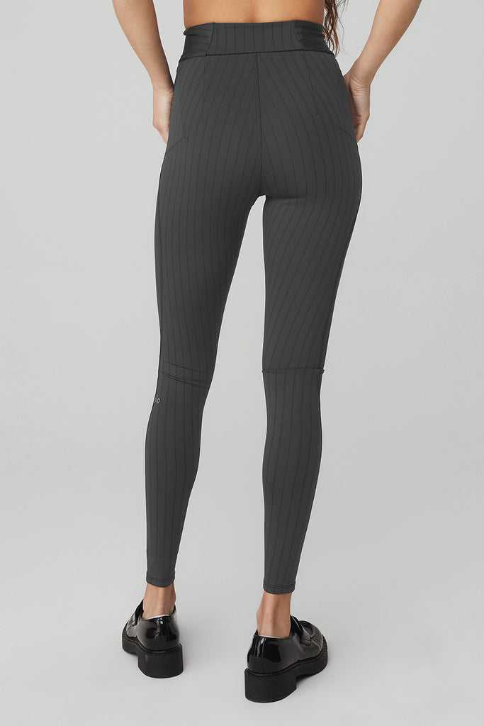 Legíny Alo Yoga Pinstripe Jacquard Extreme High-Pasem Tmavě Šedé Černé | YOUGSLP-07