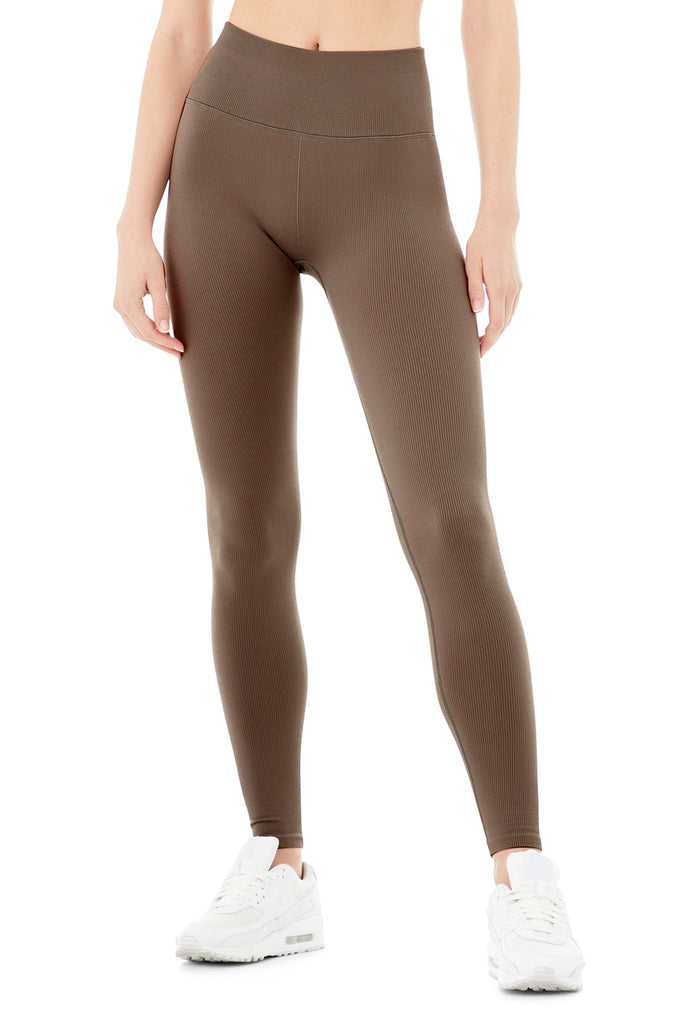 Legíny Alo Yoga Seamless High-Pasem Žebrovaný Káva | IFMKTDE-03