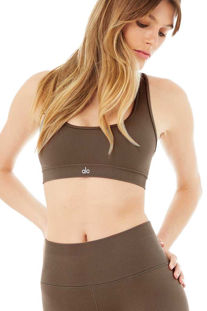 Legíny Alo Yoga Seamless High-Pasem Žebrovaný Káva | IFMKTDE-03