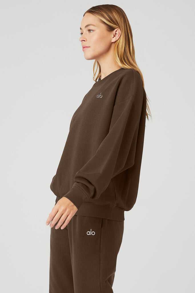 Long Sleeve Alo Yoga Accolade Crew Neck Káva | OXYIGRP-12
