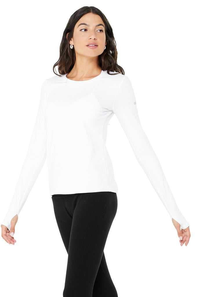 Long Sleeve Alo Yoga Alosoft Finesse Bílé | IJDMNCS-97