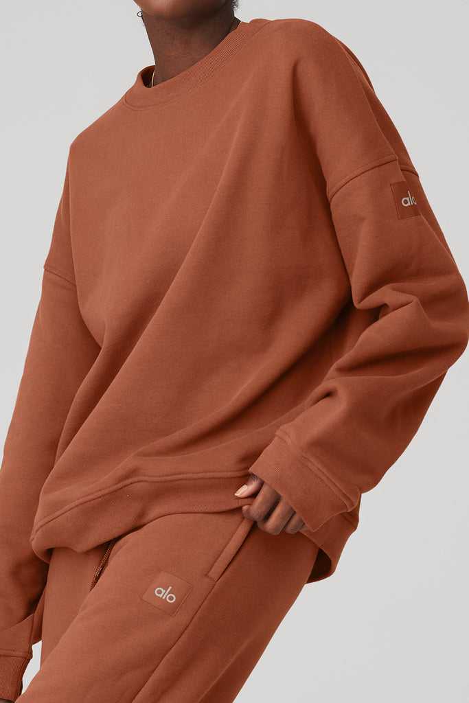 Long Sleeve Alo Yoga Renown Heavy Weight Crew Neck Červené | DZQSPWR-48