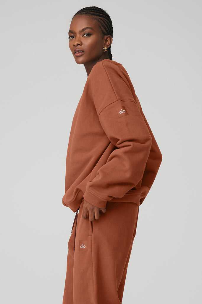 Long Sleeve Alo Yoga Renown Heavy Weight Crew Neck Červené | DZQSPWR-48