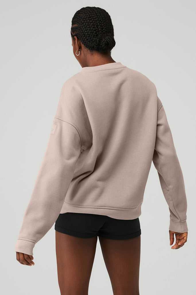 Long Sleeve Alo Yoga Renown Heavy Weight Crew Neck Šedé Hnědé | VZTFCWQ-25