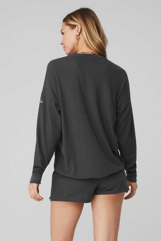 Long Sleeve Alo Yoga Soho Tmavě Šedé | HRPZKID-36
