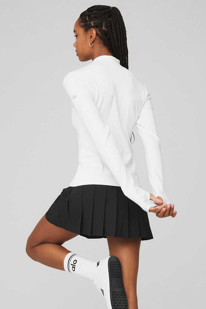 Long Sleeve Alo Yoga Wellness Rib Mock Neck Bílé | VMSXKDB-98