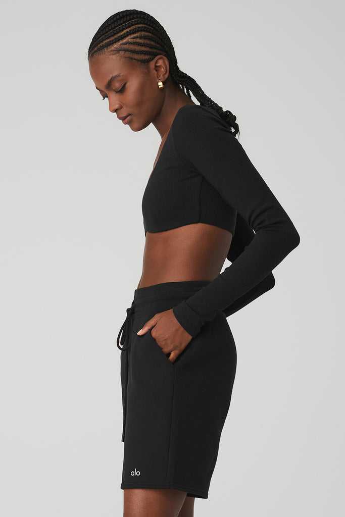 Long Sleeve Alo Yoga Žebrovaný Defined Černé | JRUBNSP-54