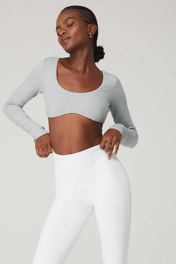 Long Sleeve Alo Yoga Žebrovaný Defined Šedé | FBLIGQK-16
