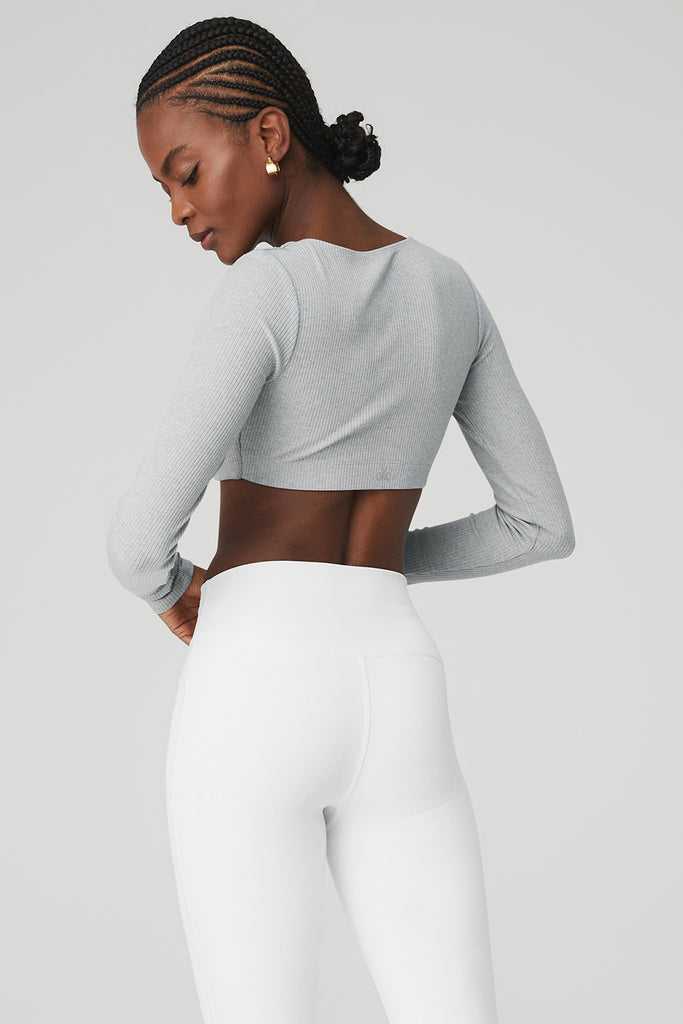Long Sleeve Alo Yoga Žebrovaný Defined Šedé | FBLIGQK-16