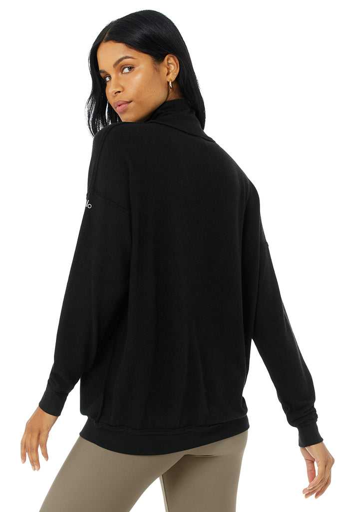 Mikiny Alo Yoga Alolux Soho Mock Neck Černé | MVZTRNO-72