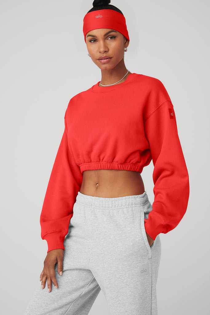 Mikiny Alo Yoga Devotion Crew Neck Červené | QATCZFK-19