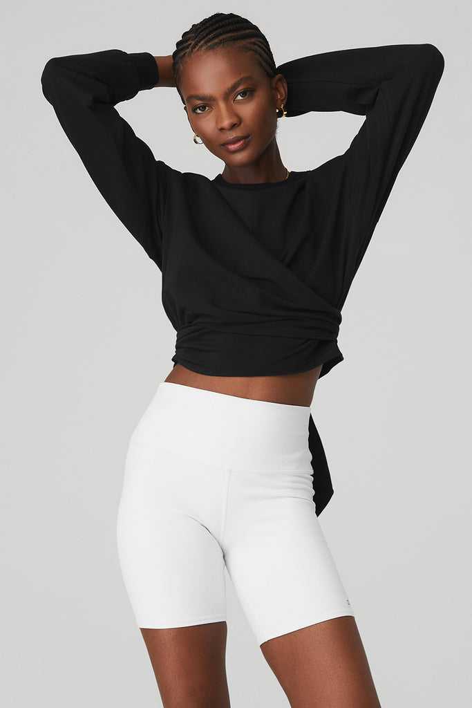 Mikiny Alo Yoga Dreamy Wrap Černé | JRNYGQB-71