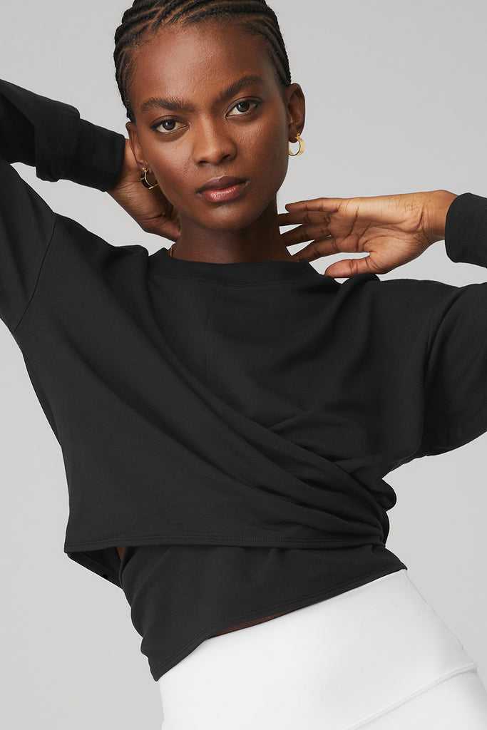 Mikiny Alo Yoga Dreamy Wrap Černé | JRNYGQB-71