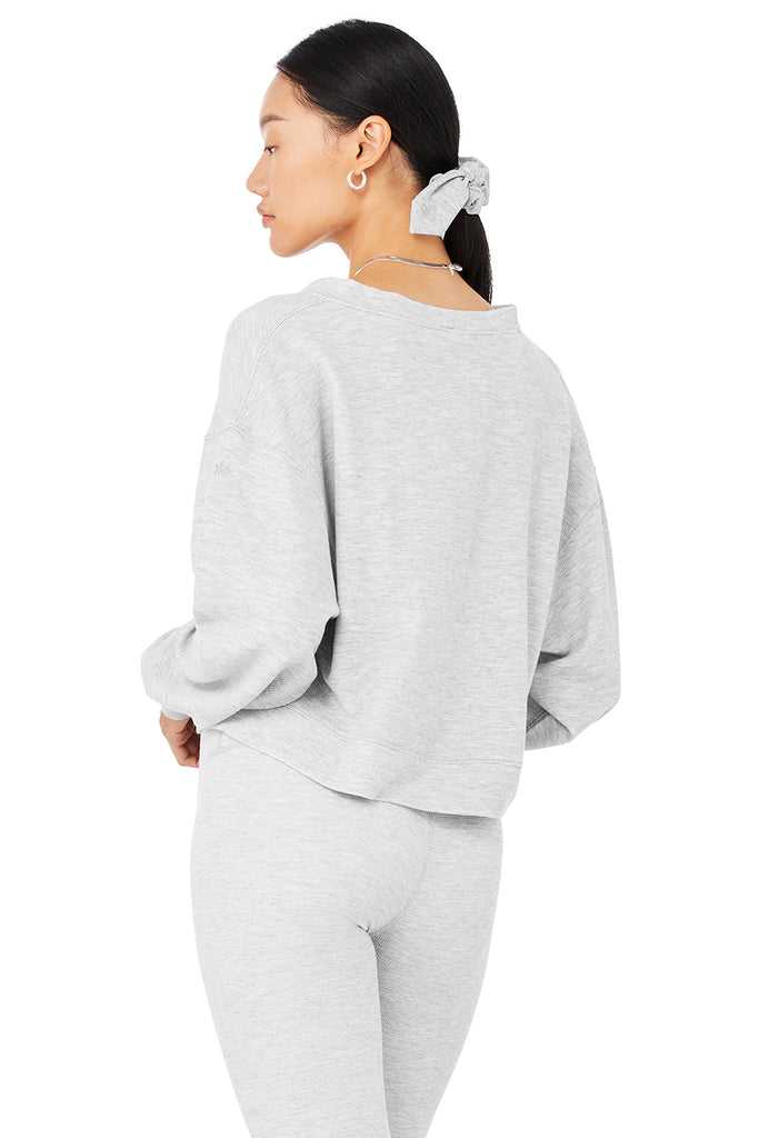 Mikiny Alo Yoga Micro Waffle Pleasant Cropped Henley Šedé | CQKSNUH-86