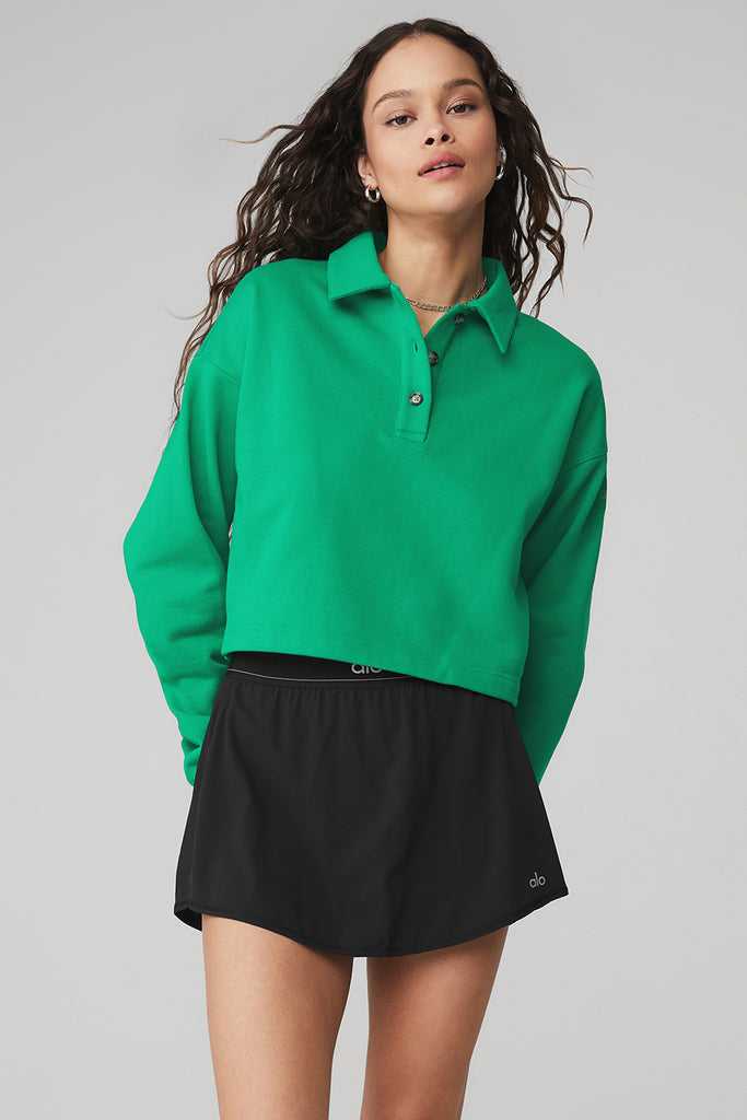 Mikiny Alo Yoga Polo Henley Zelene Tyrkysové | OBDFUWH-04